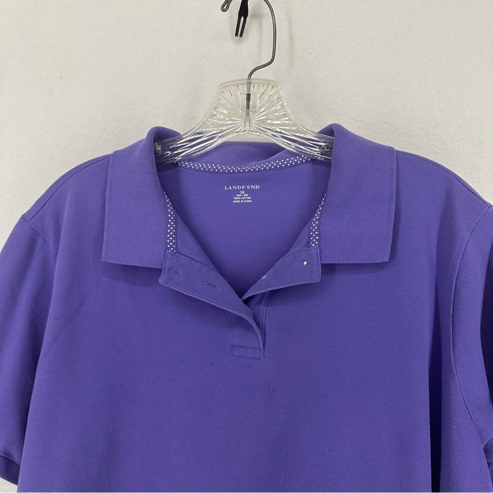 Lands End Short‎ Sleeve Polo Shirt Mens 1X Purple - Picture 2 of 8